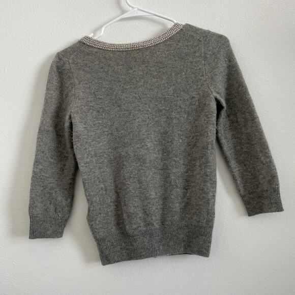 J. Crew Collection Cardigan Sweater Women XS Cashmere Sequin Trim Fitted 3/4 - Picture 2 of 7